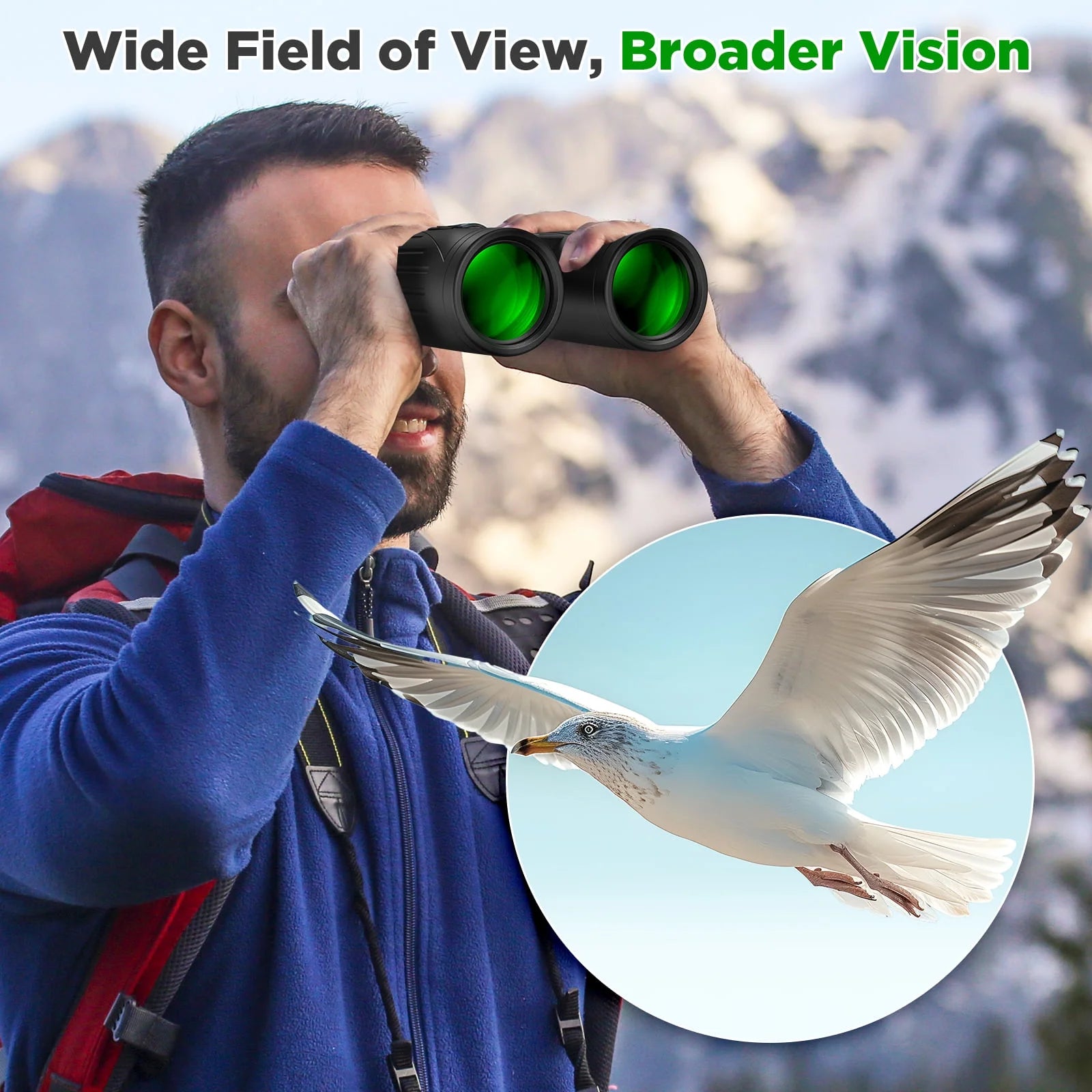 12X42 Binoculars for Adults Kids, HD Binoculars Waterproof FMC BAK4 Binoculars Low Light Night Vision for Bird Watching Travel Hunting Outdoor Sports Concerts