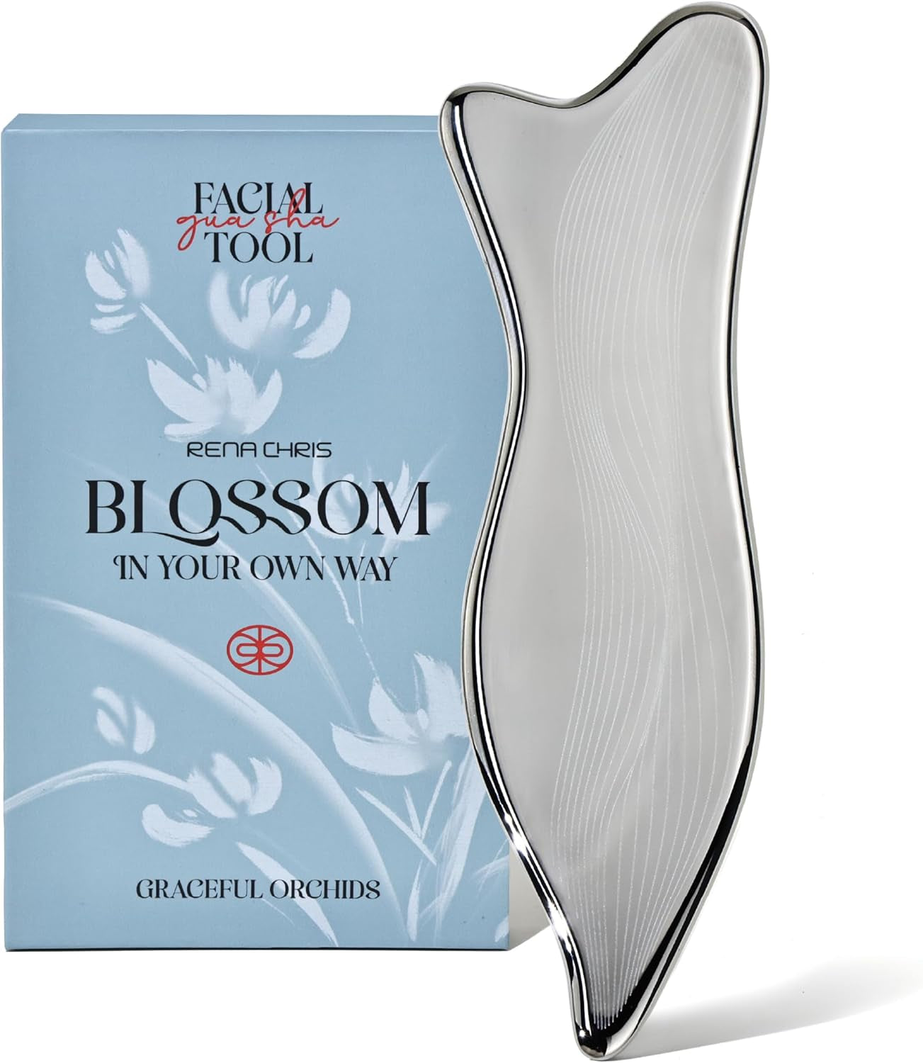 Stainless Steel Gua Sha Facial Tools - Acupressure & Gua Sha for Face Massage, Jawline Sculpting, Puffiness Reduction, Skin Care Tool (Silver)