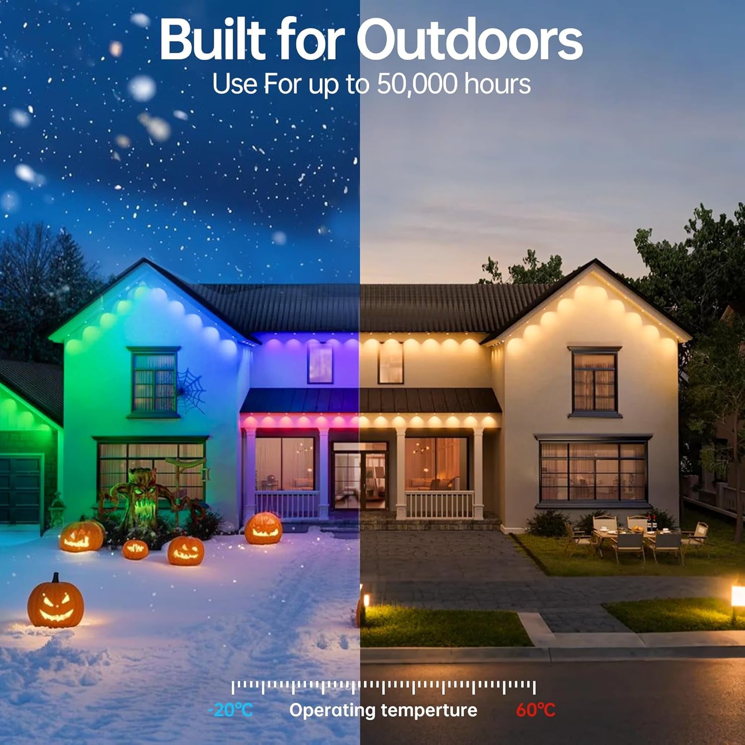 Permanent Outdoor Lights 350Ft RGB+IC Outdoor String Lights App Control IP67 Waterproof,120 Scene Modes Decorations for Home, Christmas,Halloween,Holiday, Daily,Birthday,Party Decor( 175Ft*2Pack)