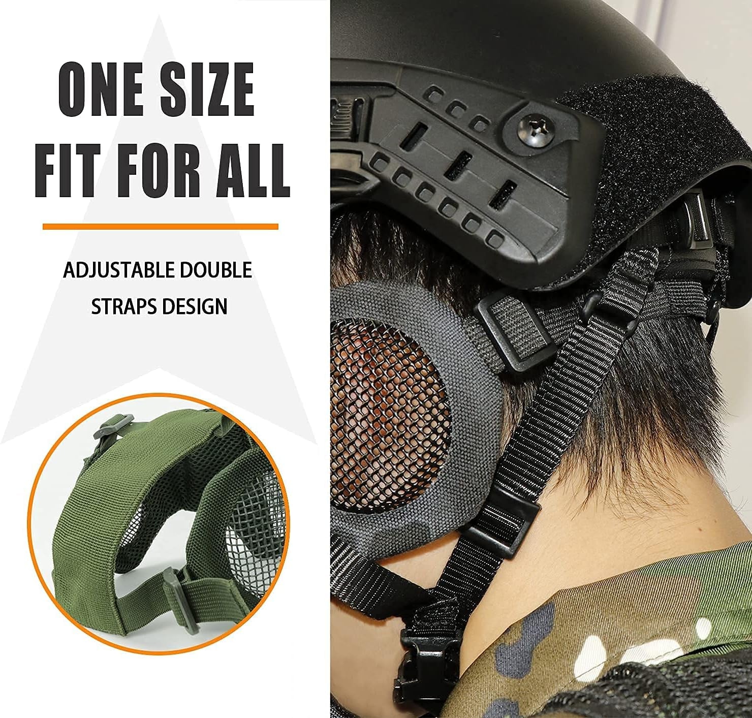 Airsoft Protective Gear Set, Half Face Mesh Mask with Ear Protection and Tactical Goggles for Adult Men Women BBS Paintball Shooting CS Survival Games Cosplay